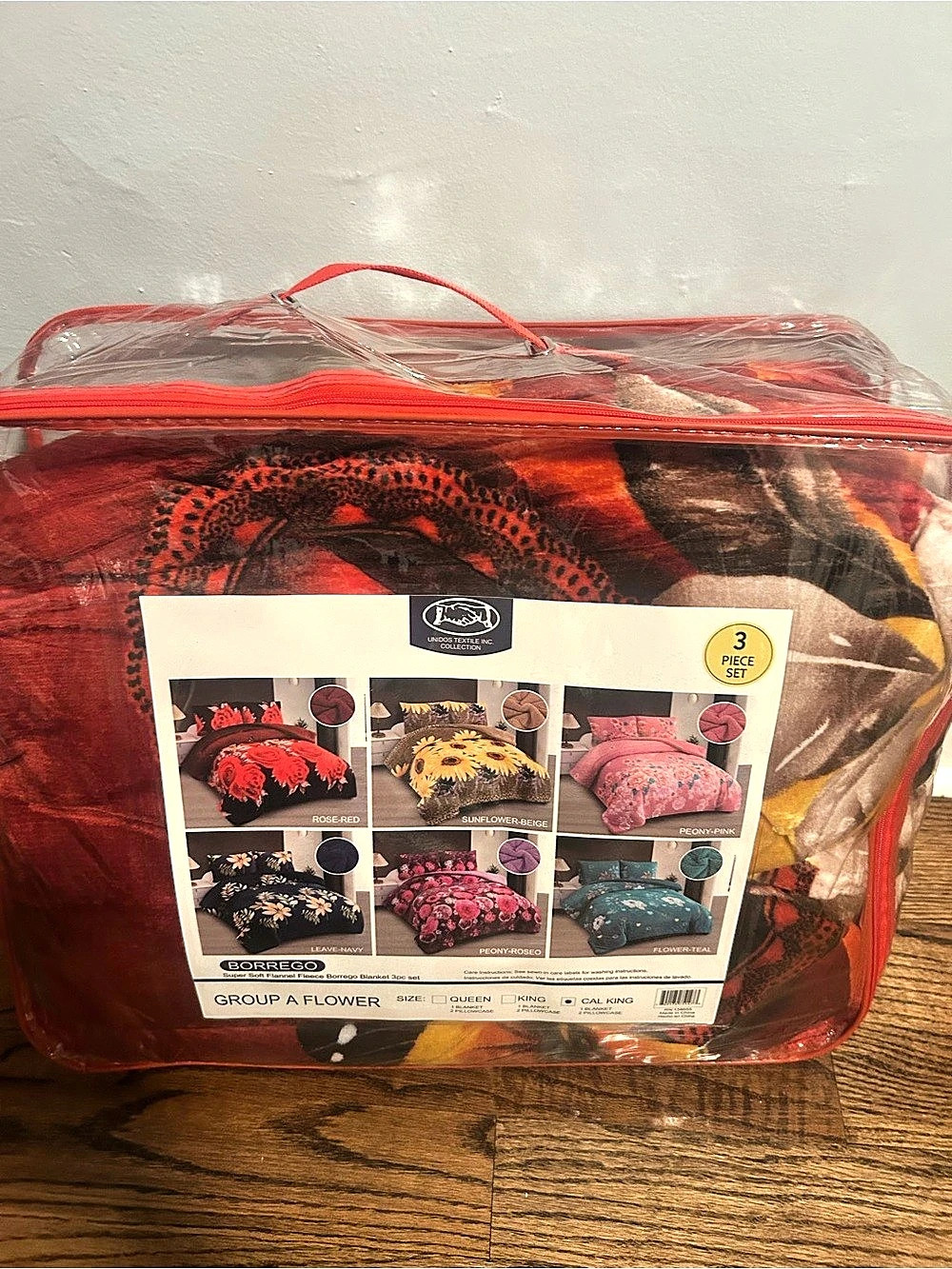 Comforter Gallery Group A Flower 3-Piece Floral Comforter Set in Red & Black NWT